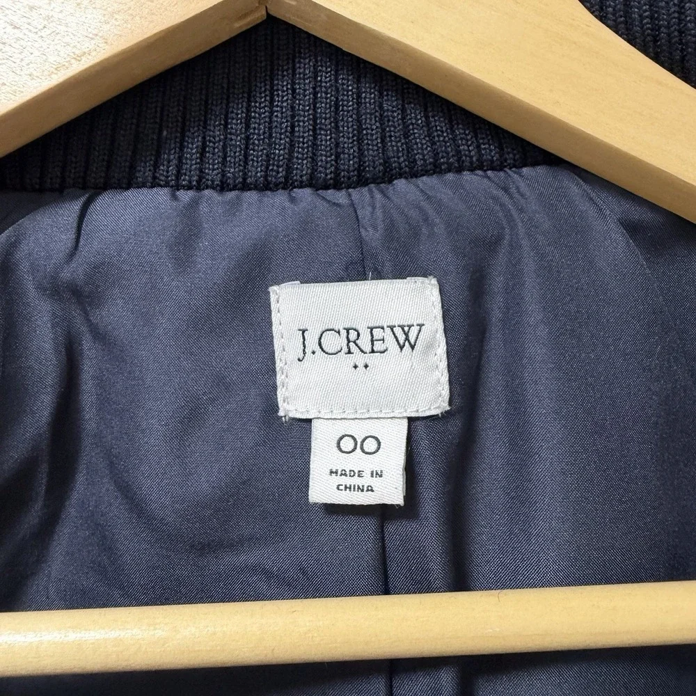 J Crew Womens Village Wool Blend Full Zip Coat Size 00 Navy‎ Blue Classic Winter - Picture 6 of 8
